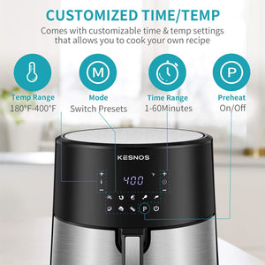 Kesnos 8 Quart Air Fryer, Electric Hot Air Fryers XL Oven Oilless Cooker with 8 Presets, LCD Digital Touch Screen and Nonstick Frying Pot
