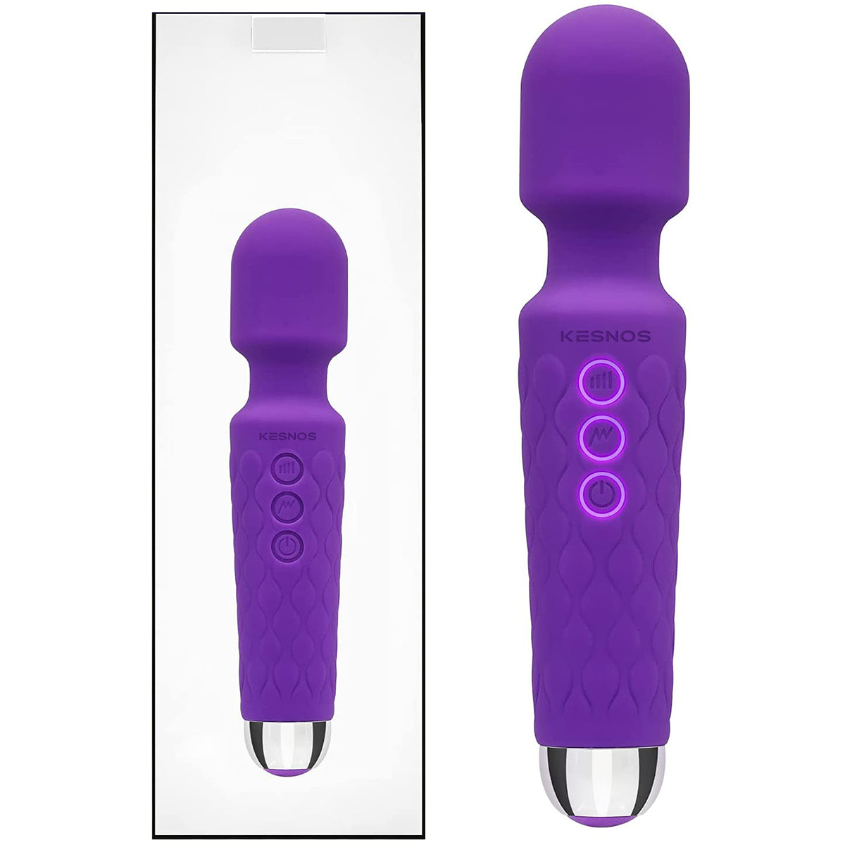 Kesnos Powerful Viberate Massager with 20 Vibration Modes, Whisper Quiet, Waterproof, Handheld, Cordless for Neck Shoulder Back Body Massage, Sports Recovery & Muscle Aches