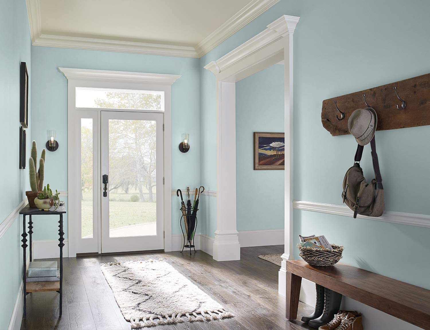 Kesnos Interior Eggshell Paint and Primer in One, 1 Gallon, Almost Aqua