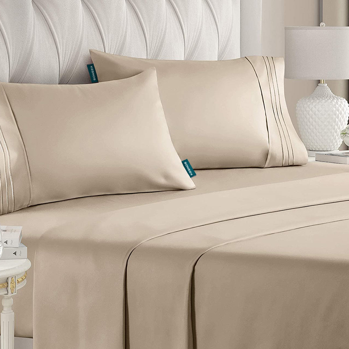 Kesnos Twin Size Sheet Set - 4 Piece Set - Extra Soft Bed Sheets - Deep Pocket Bed Sheets - Easy Fit - Breathable & Cooling - Wrinkle Free - Comfy - Bed Sheet Sets
