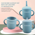 Load image into Gallery viewer, Kesnos Toddler Cup, Silicone Training Cup Sippy Cup with Straw, Spill Proof and Non-Slip Handles, NO BPA, Unbreakable, Trainer Cup for Babies Toddlers and Infants, 5 oz, 2 Count, Yellow/Blue
