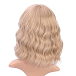 Load image into Gallery viewer, Kesnos Short Blonde Wigs With Bangs, Curly Wavy Bob Wig Pastel Cosplay Wigs Heat Synthetic Wig Daily Party Costume Use
