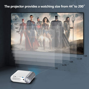 Kesnos Portable Video Projector 7500L, 1080P Full HD and 200”Display Supported Outdoor Movie Projector, Home Theater Projector Compatible with TV Stick, PS4, HDMI, USB, VGA