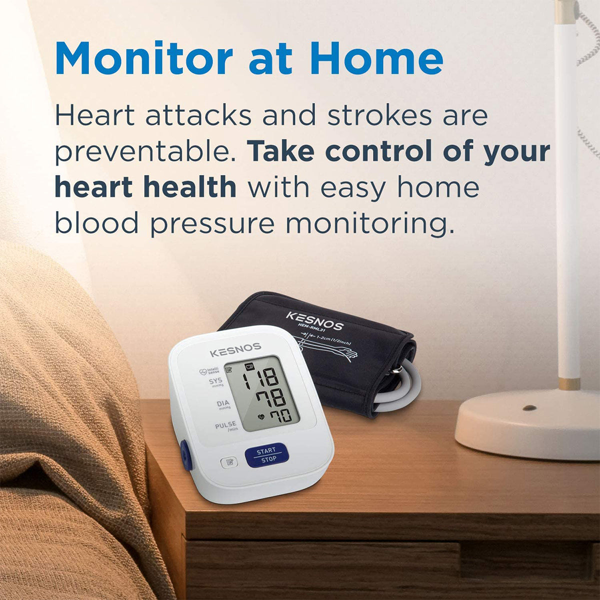 Kesnos Blood Pressure Monitor, Upper Arm Cuff, Digital Blood Pressure Machine, Stores Up To 14 Readings